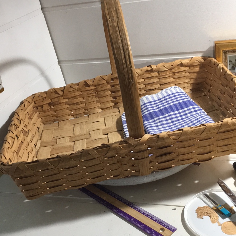 Vintage oak carrying basket